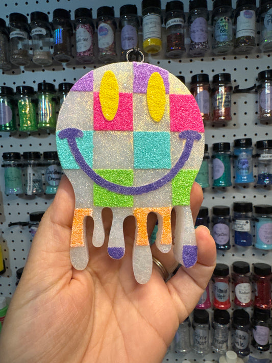 Multi-Color Drip Smiley • Leather/Lace